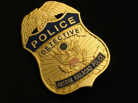 US Amtrak Railroad Detective Police Badge Solid Copper Replica Movie Props