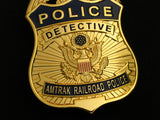 US Amtrak Railroad Detective Police Badge Solid Copper Replica Movie Props