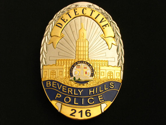 US Beverly Hills Detective Police Badge Solid Copper Replica Movie Props With Number 216