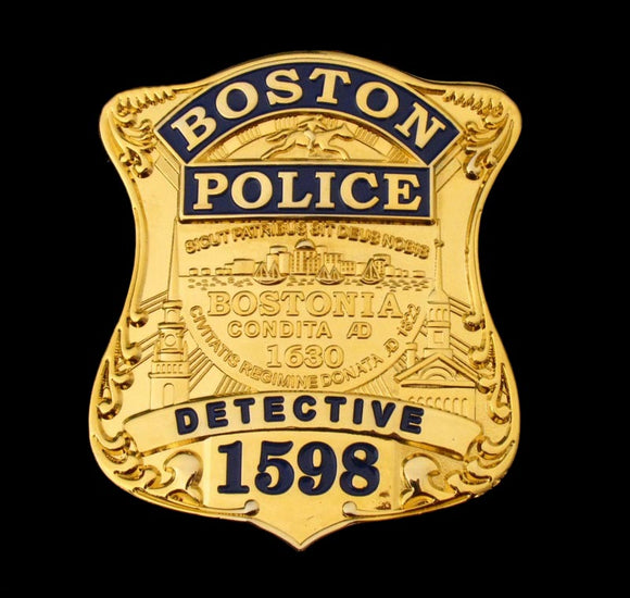Boston Police Detective Badge Solid Copper Replica Movie Props With Number 1598