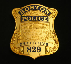 Boston Police Detective Badge Solid Copper Replica Movie Props With Number 829