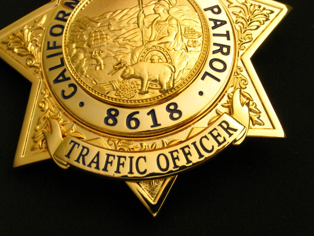 CHP TRAFFIC OFFICER Badge Solid Copper Replica Movie Props With Number 8618