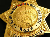 CHP TRAFFIC OFFICER Badge Solid Copper Replica Movie Props With Number 8618