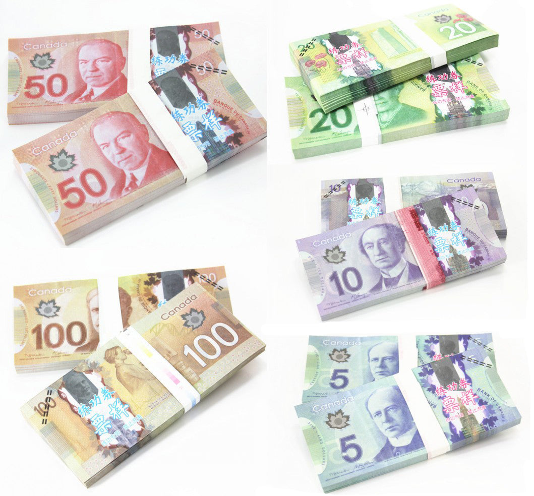 Billets de banque en dollars canadiens, accessoires de film en