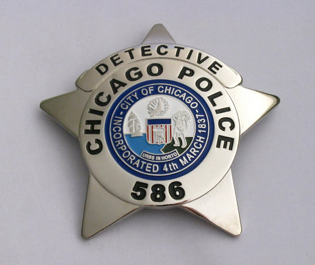 Chicago Detective Police Badge Solid Copper Replica Movie Props With Number 586