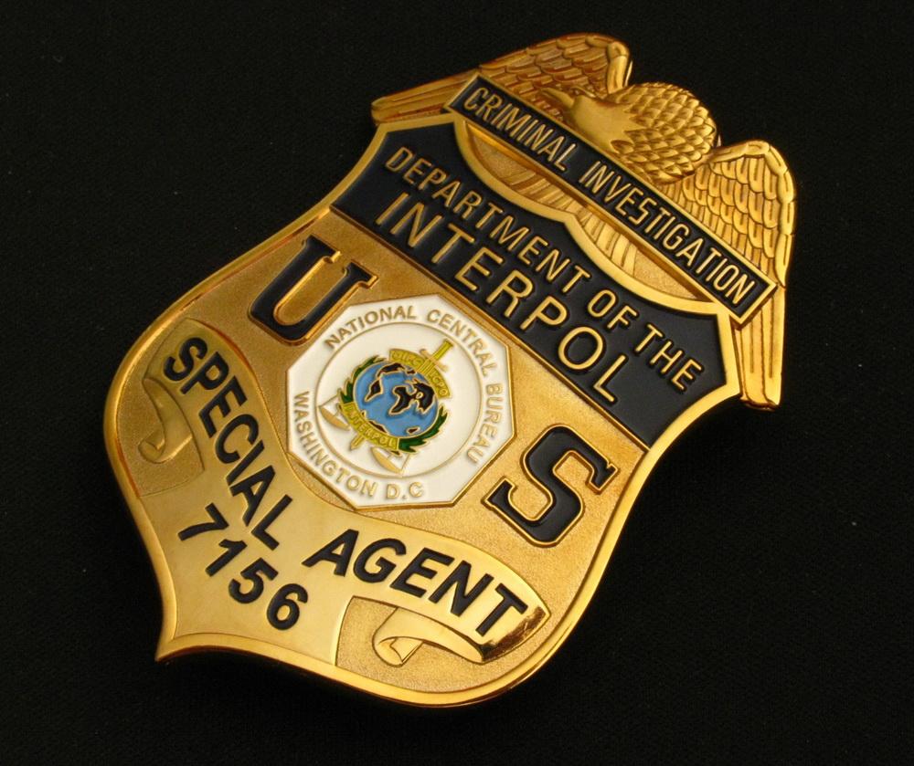 US DEPARTMENT OF INTERPOL Criminal Investigation Special Agent Badge  Replica Movie Props No.7156