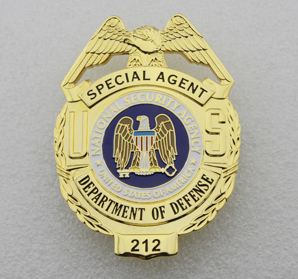 US Department of Defense Special Agent Badge Solid Copper Replica Movie Props With Number 212
