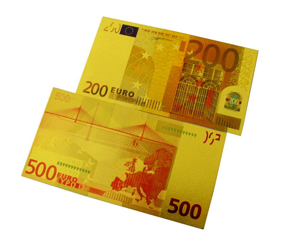7 Pieces of EURO Gold Foil Prop Money Novelty Notes Banknotes Set