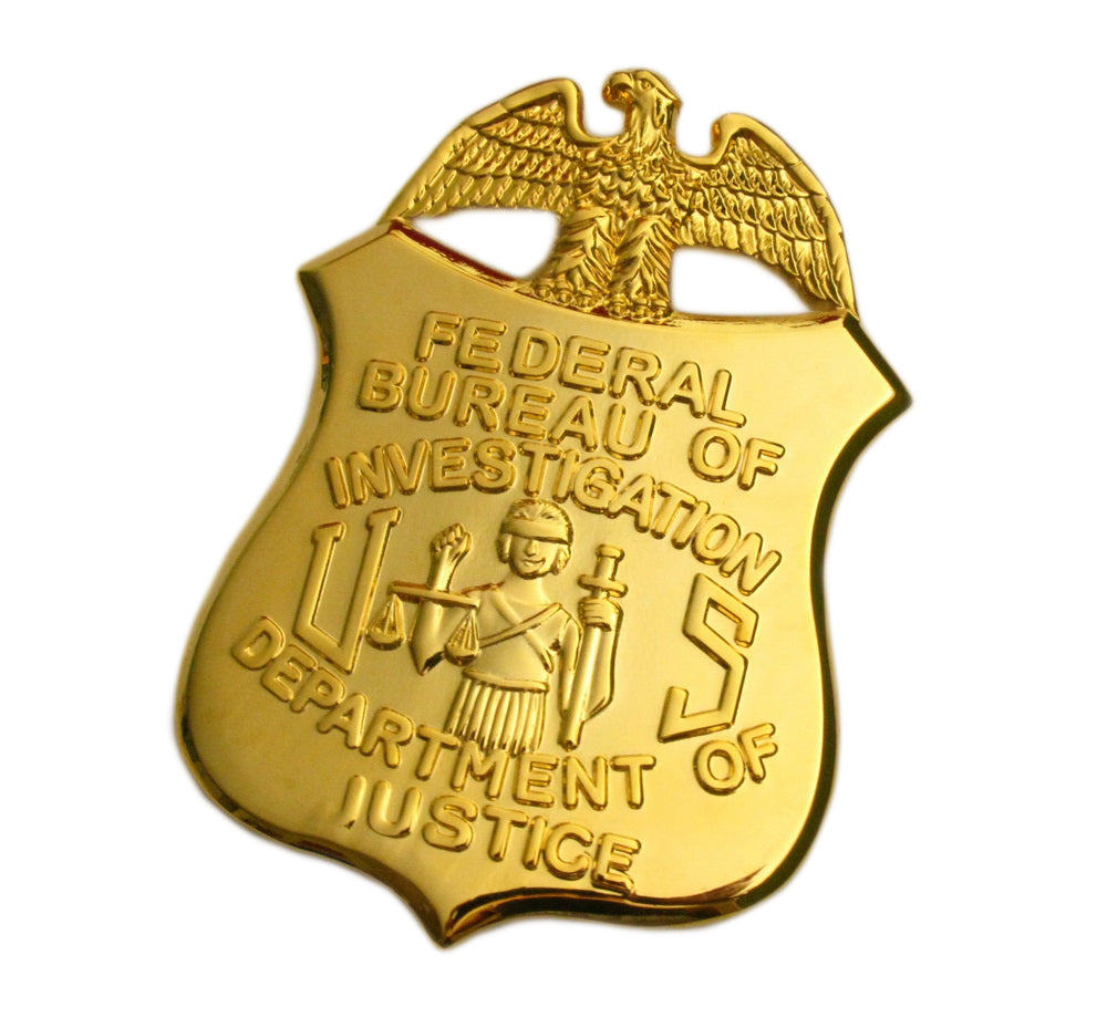 FBI Department of Justice Mini Badge Solid Copper Replica Movie Props 38*55mm