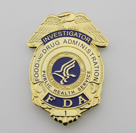 US FDA Investigator Badge Solid Copper Brooch Pin Replica Movie Props