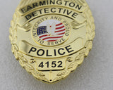 Farmington Detective Police Badge Solid Copper Replica Movie Props With Number 4152