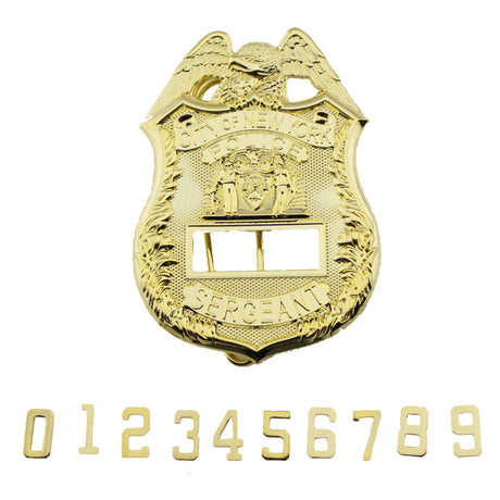 Réplique du badge de police du sergent de New York, accessoires de film de cosplay * Numéro de badge personnalisable *