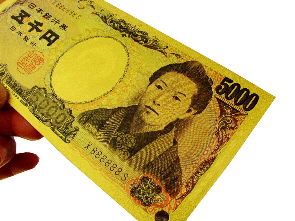 JPY 5000 Japanese Yen Gold Foil Prop Money Novelty Notes Banknotes