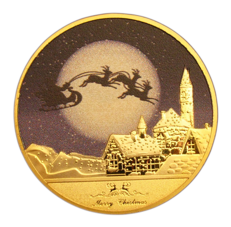 Christmas Eve Merry Christmas & Happy New Year Colored Commemorative Coins