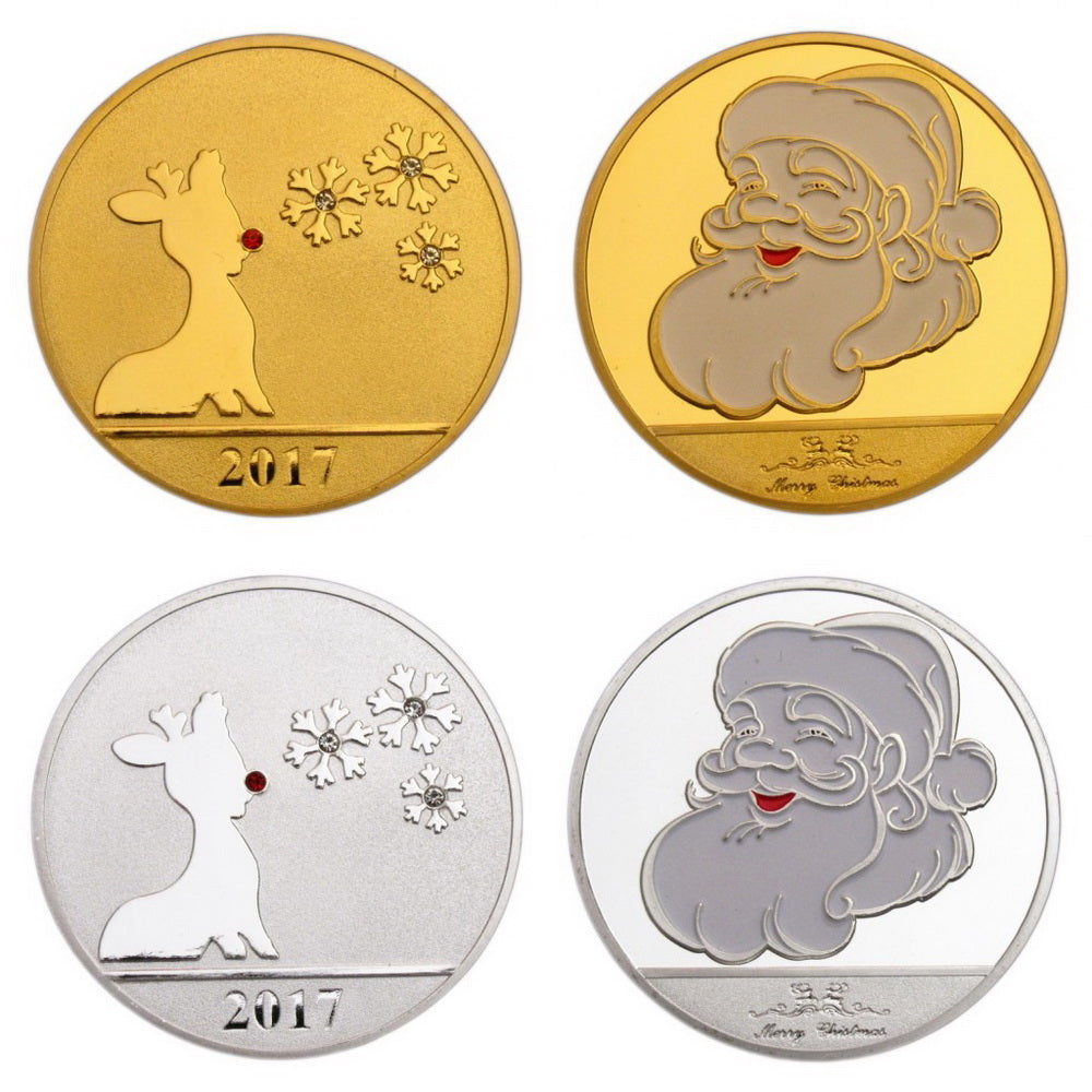 Santa Claus Merry Christmas Xmas Deer New Year Gift Commemorative Coins