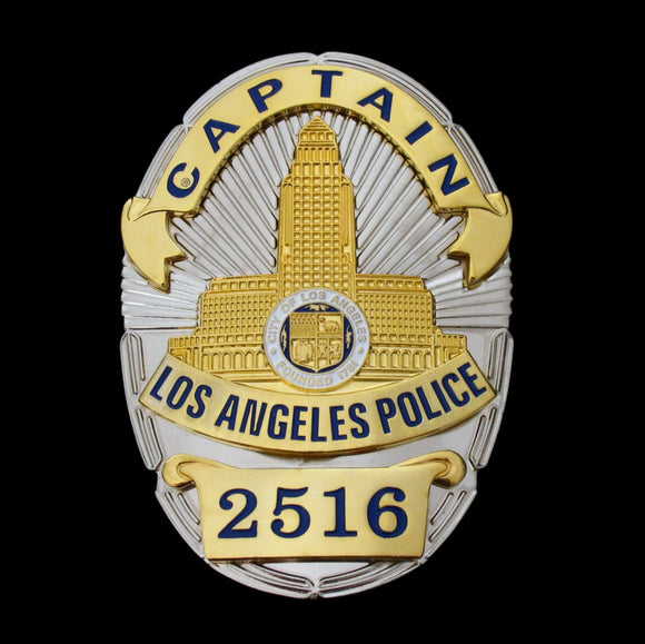 LAPD Los Angeles Police Captain Badge Solid Copper Replica Movie Props With Number 2516