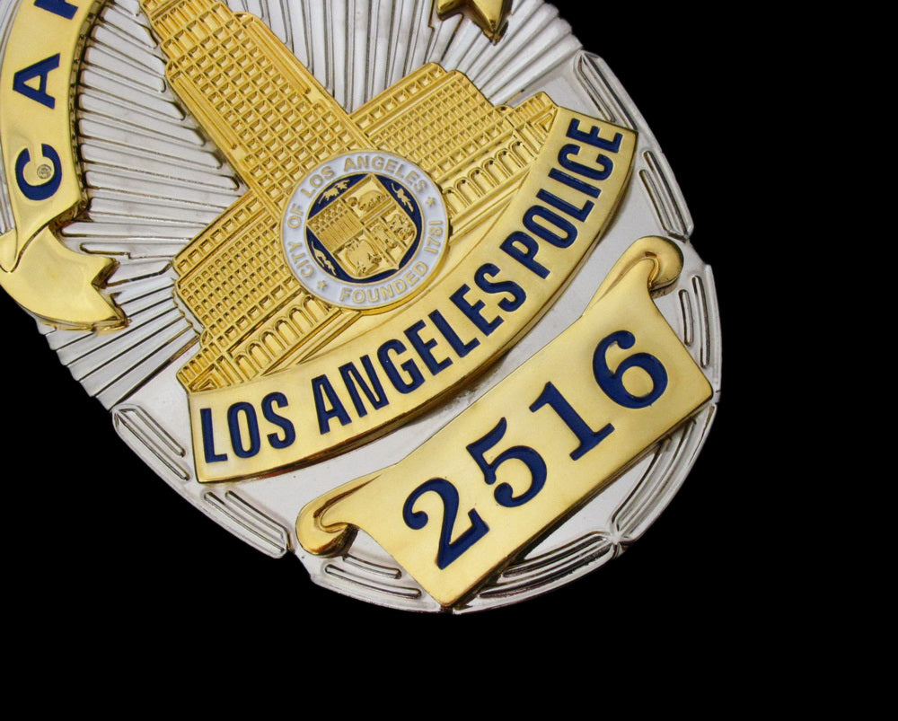 LAPD Los Angeles Police Captain Badge Solid Copper Replica Movie Props