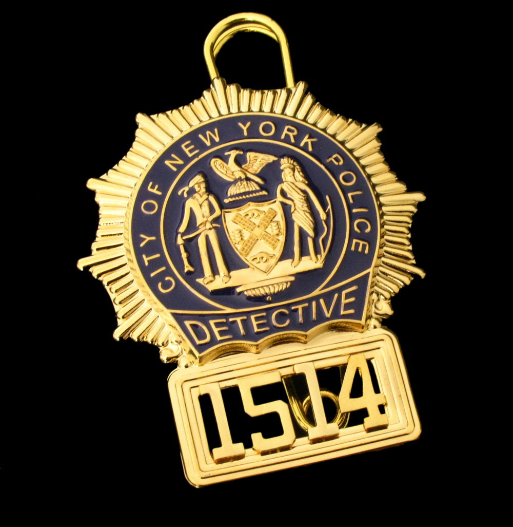 【超希少】NYPD/巡査 徽章&帽章（認証番号同） NYPD New York Police Detective Badge Solid Copper Replica Movie