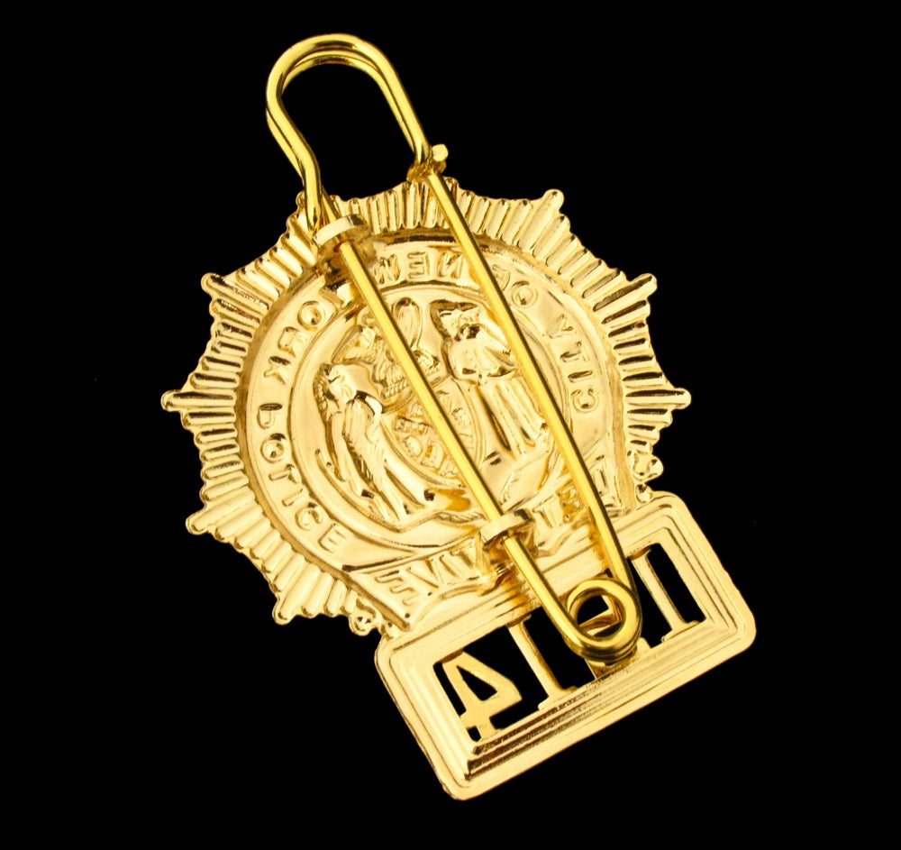 【超希少】NYPD/巡査 徽章&帽章（認証番号同） NYPD New York Police Detective Badge Solid Copper Replica Movie