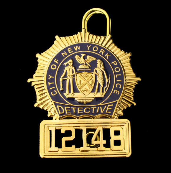 NYPD New York Police Detective Badge Solid Copper Replica Movie Props With No.12148