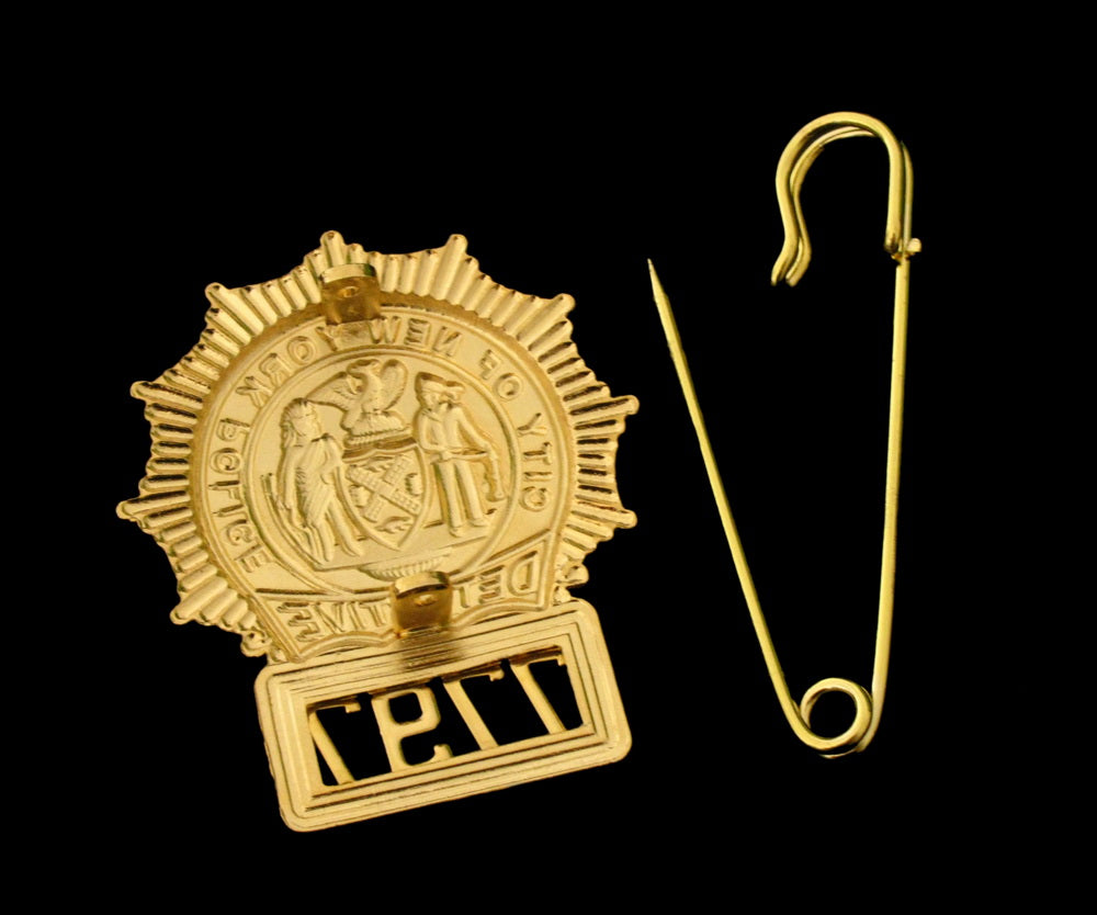 NYPD New York Police Detective Badge Solid Copper Replica Movie Props With No.7797