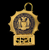 NYPD New York Police Detective Badge Solid Copper Replica Movie Props With No.5620