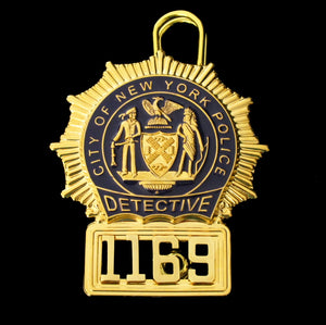 NYPD New York Police Detective Badge Solid Copper Replica Movie Props With No.1169