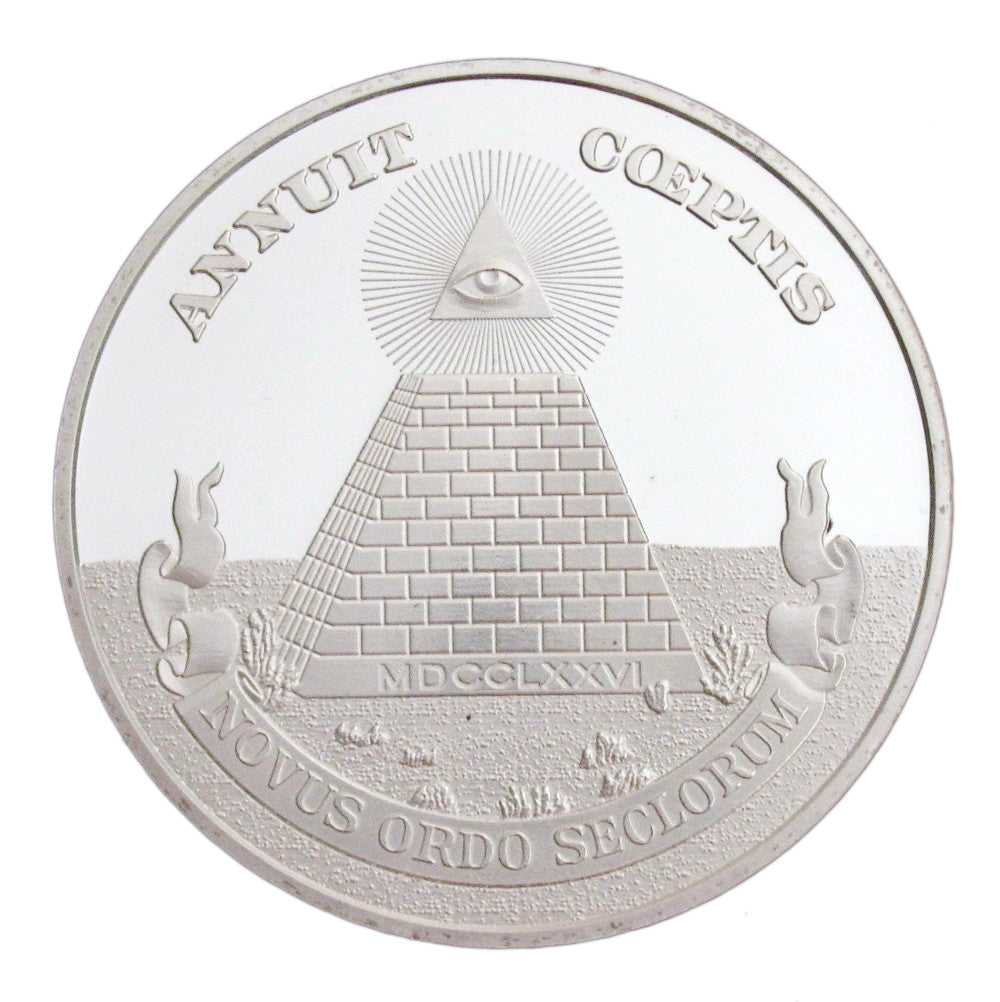 Masonic Freemason Symbol Pyramid All-seeing Eyes Silver Challenge Coin