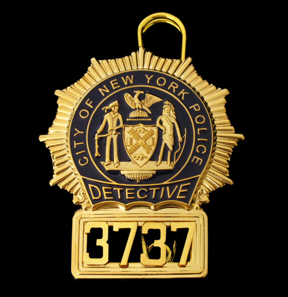 NYPD New York Police Detective Badge Solid Copper Replica Movie Props With No.3737