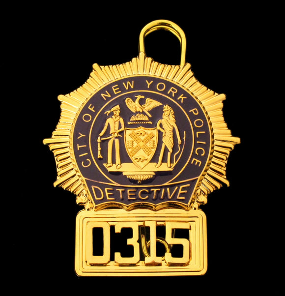 NYPD New York Police Detective Badge Solid Copper Replica Movie Props With No.0315