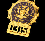 NYPD New York Police Detective Badge Solid Copper Replica Movie Props With No.0315