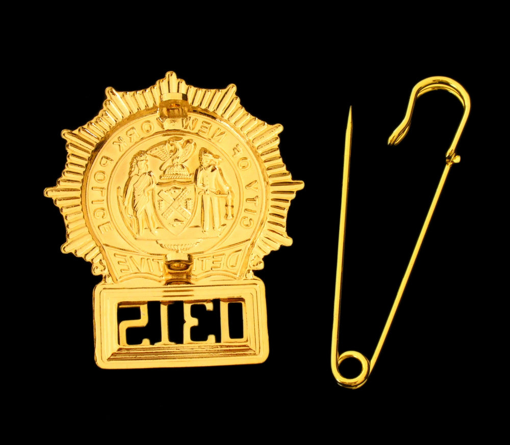 NYPD New York Police Detective Badge Solid Copper Replica Movie Props With No.0315