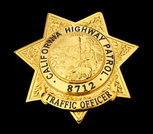 US CHP Traffic Officer Badge California Highway Patrol Replica Movie Props With Number 8712