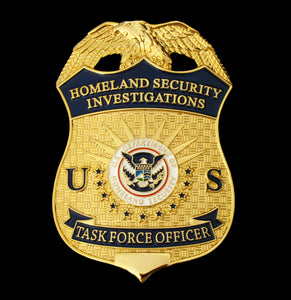 US HSI TFO Task Force Officer Badge Homeland Security Investigations Replica Movie Props Gold