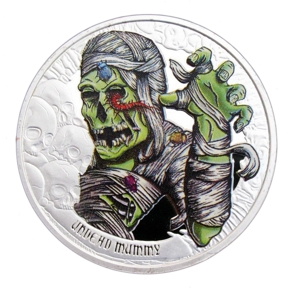 4 Pcs The Crypt Horror Tales Happy Halloween Colored Silver Commemorative Coins
