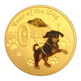 A Pair of 2018 Year of the Dog Lunar Zodiac Dog Pull a Treasure Car Coins