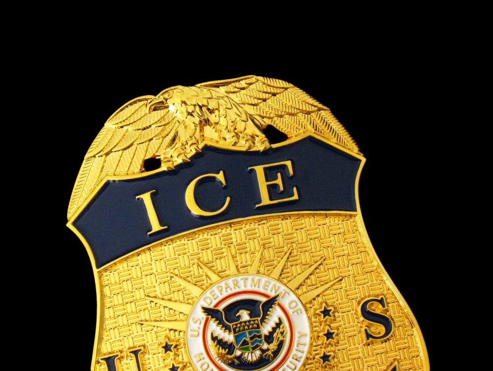 US ICE Officer Badge Solid Copper Replica Movie Props