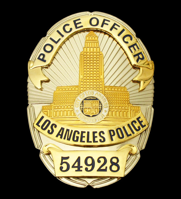 LAPD Police Officer #54928 Los Angeles Police Badge Solid Copper Replica Movie Props