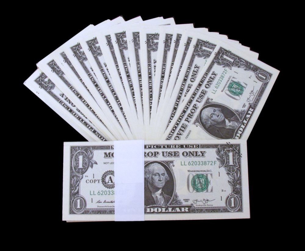 Movie Money Prop Money 1 Dollar Bills Realistic, Full Print 2 Sided Play  Money for Kids, Party and Movie Props, Fake Dollar Pranks for Adults 
