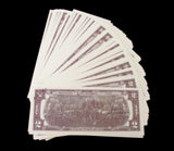100x $2 Full Print Bills Stack Copy Dollar Movie Prop Money New Style
