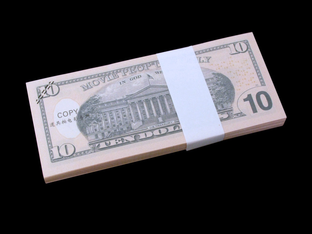 100x $10 Full Print Bills Stack Copy Dollar Movie Prop Money New Style
