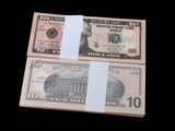 100x $10 Full Print Bills Stack Copy Dollar Movie Prop Money New Style