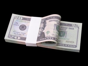 100x $20 Full Print Bills Stack Copy Dollar Movie Prop Money New Style