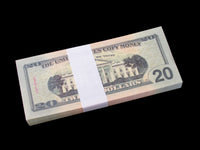 100x $20 COPY MONEY FULL PRINT BILLS STACK MOVIE PROP BANKNOTES