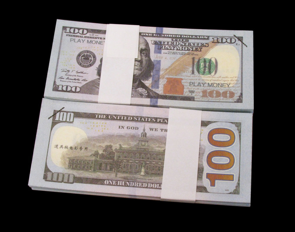 100x 100 $ d'argent fictif, billets de banque imprimés complets