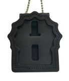 5-digit NYPD Detective Badge Holder With Belt Clip Neck Chain Cut-out Genuine Leather Holder