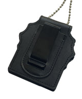 5-digit NYPD Detective Badge Holder With Belt Clip Neck Chain Cut-out Genuine Leather Holder
