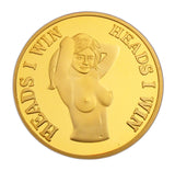 Sexy Girl Lady "Heads I Win & Tails You Lose" Two-sided Flip Gold Challenge Coin
