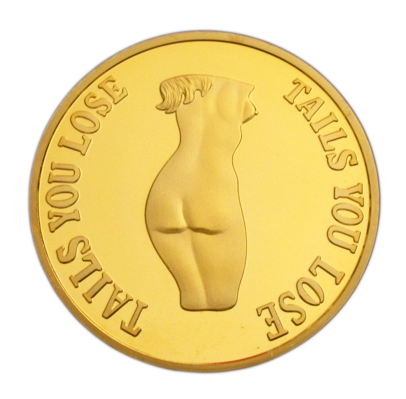 Sexy Girl Lady "Heads I Win & Tails You Lose" Two-sided Flip Gold Challenge Coin