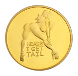Sexy Girl Lady "Heads I Win & Tails You Lose" Two-sided Flip Gold Challenge Coin #3
